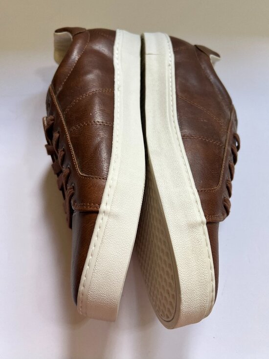 Old Navy Men\'s Faux Leather Cognac Brown Sneakers M 10.5 main image 4